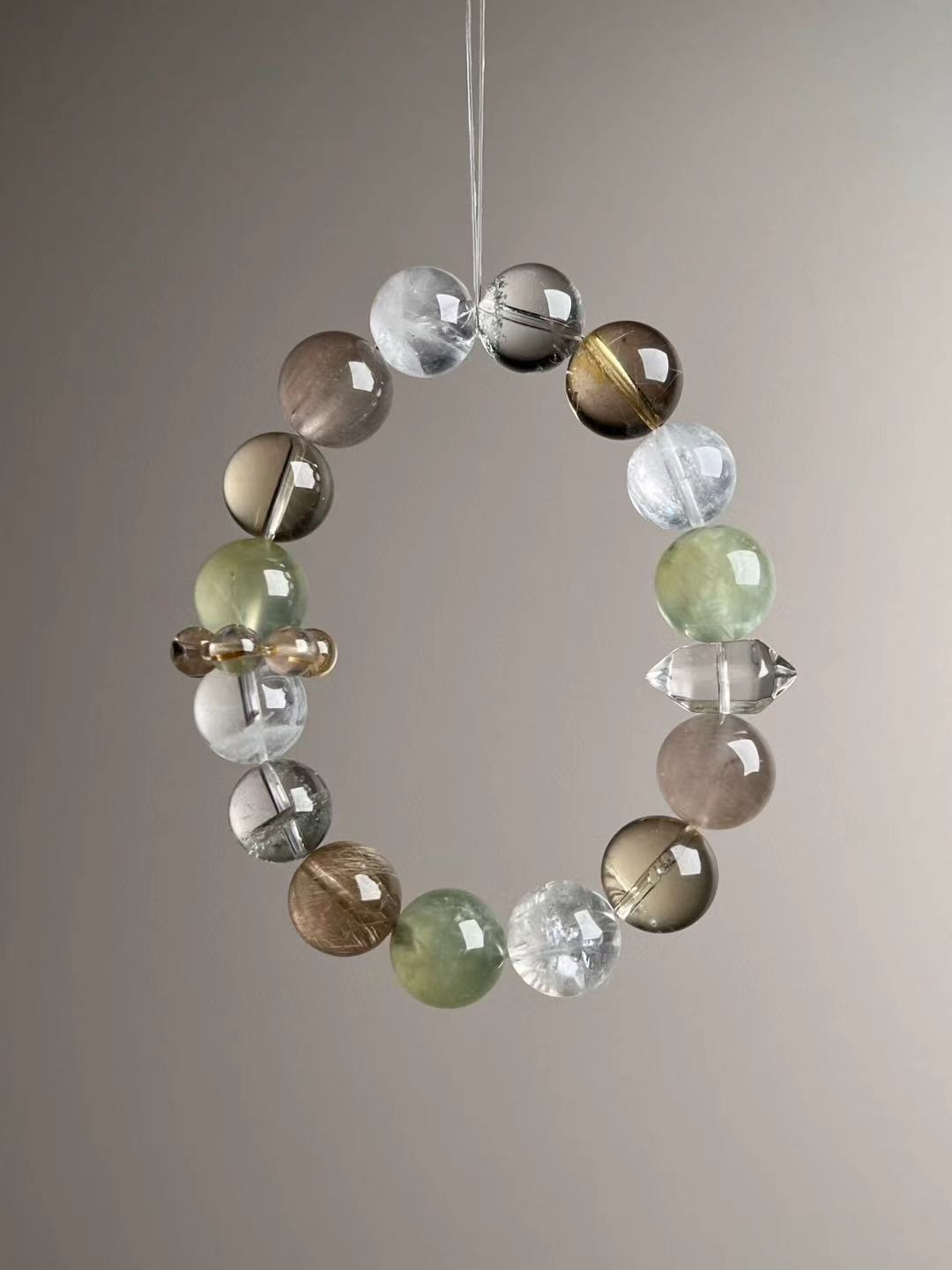 Wealth Matrix — Prehnite, Citrine & Golden Rutilated Quartz Bracelet (Signature 10.5–12 mm)