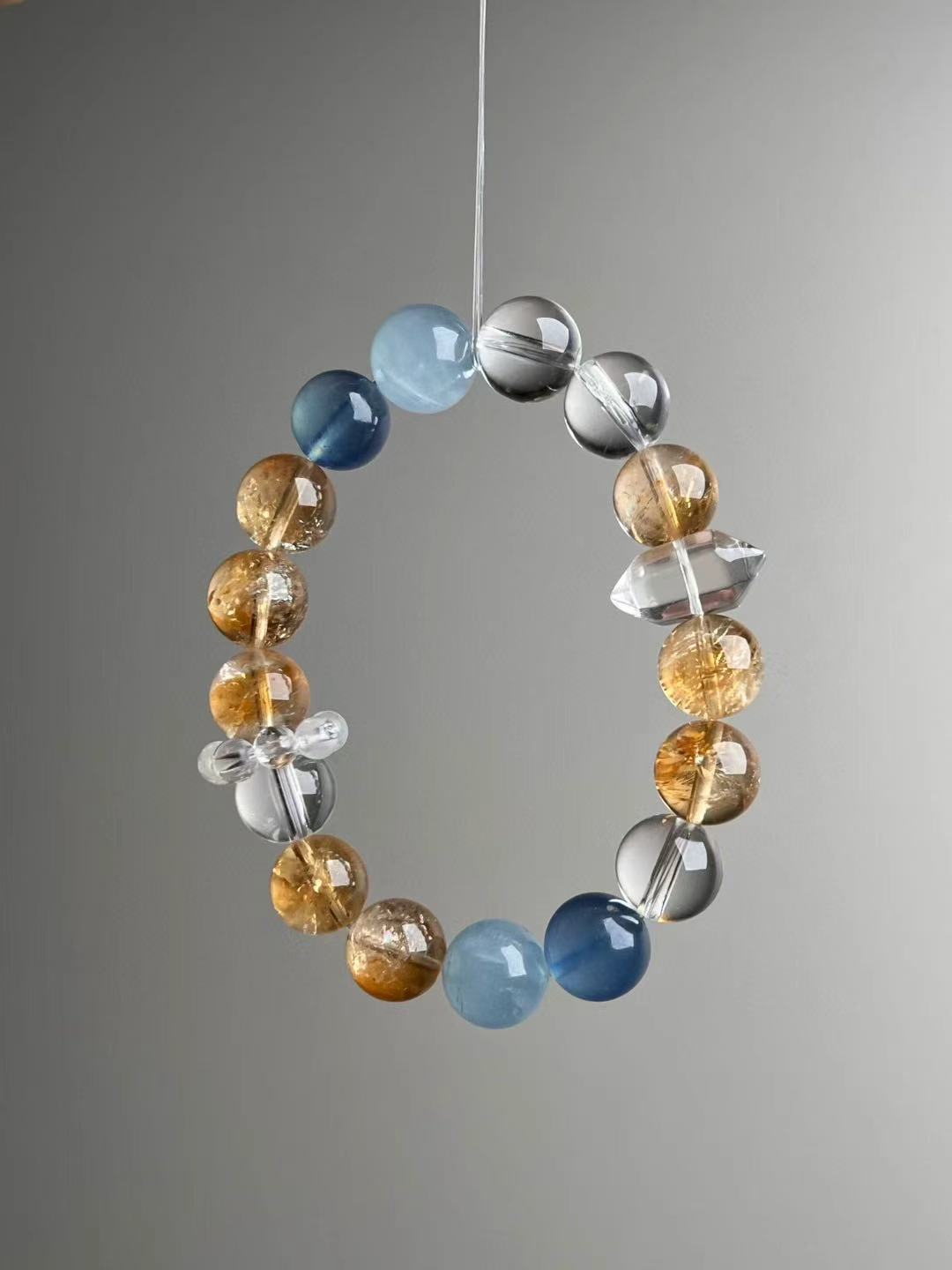 High-Frequency Matrix — Aquamarine, Yellow Azeztulite & Clear Quartz (Signature 12 mm)