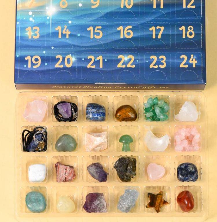 Bring Nature Home — 24-Day Natural Crystal Blind Box (Raw, Tumbled & Carved Specimens)
