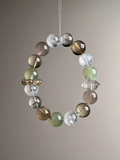 Wealth Matrix — Prehnite, Citrine & Golden Rutilated Quartz Bracelet (Signature 10.5–12 mm)