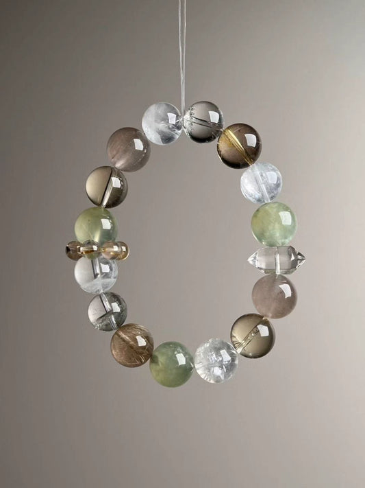 Wealth Matrix — Prehnite, Citrine & Golden Rutilated Quartz Bracelet (Signature 10.5–12 mm)