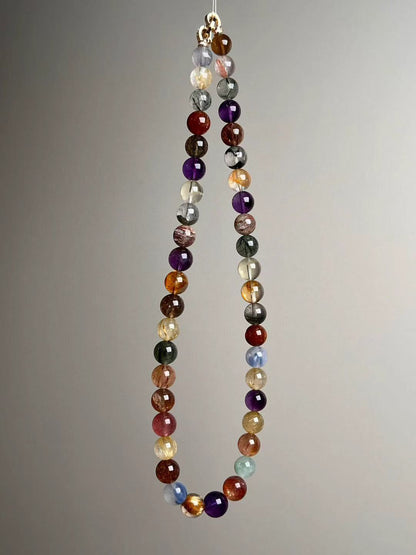 Aurora Spectrum Prosperity Necklace — Titanium Quartz • Super Seven • Multigem (9.5–11.5 mm)