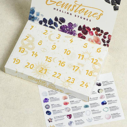 Stacked boxes shot highlighting the vibrant raw stone imagery—ideal for gifting or personal collecting.