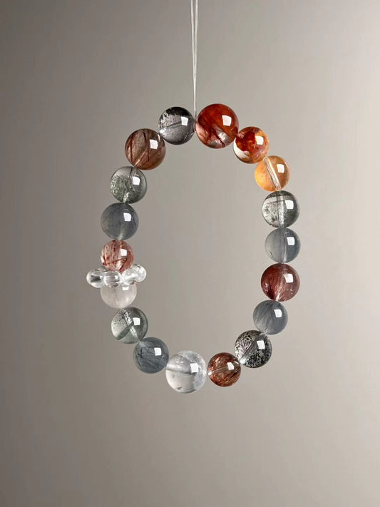 Detail layout — mix of Blue Rutilated Quartz, Green Phantom, White Phantom and Night-Sky Goldstone accents in the guardian matrix stack.