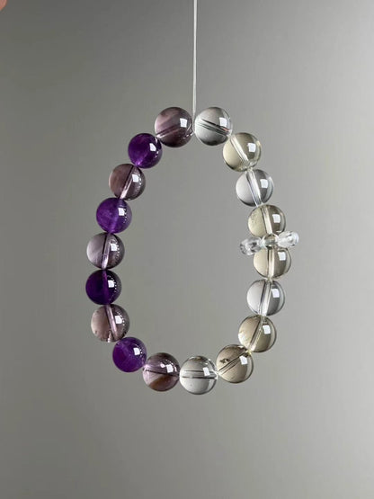 Full layout — single loop showcasing distribution of Amethyst, Citrine and Clear Quartz beads.