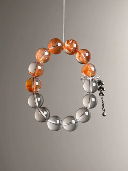 Second angled view—close look at the bead-cluster runner between Clear Quartz and Fanta Garden Quartz, approx. 11–12 mm