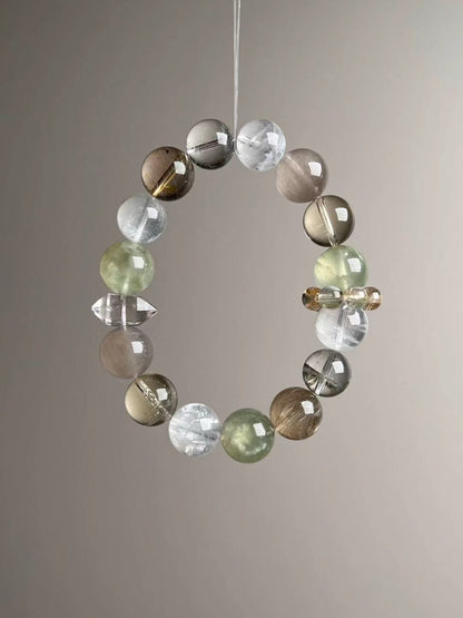 Prehnite, Citrine & Golden Rutilated Quartz wealth matrix bracelet — hero angle A (10.5–12 mm).
