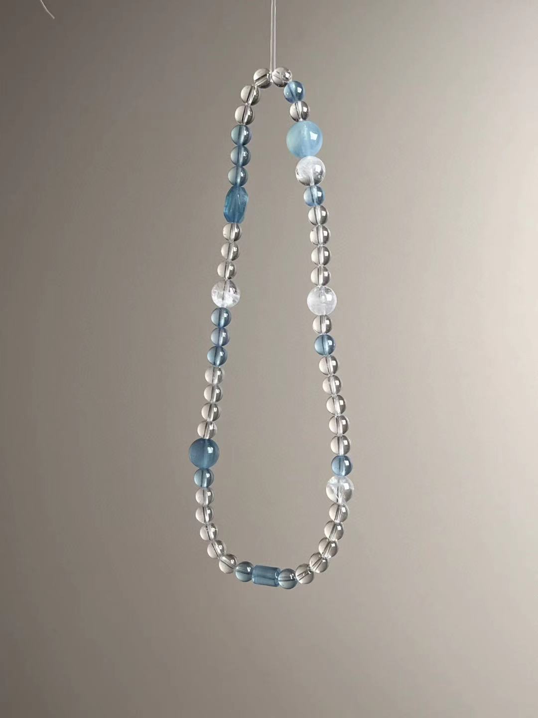 Aquamarine • Clear Quartz • White Phantom — Calm & Clarity Multi-Wrap (11.5–6.5 mm)